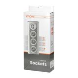 Gniazdo meblowe kuchenne z ładowarką USB montowane na rzepy z przewodem 1,5m - 3x2P+Z schuko 2xUS FS