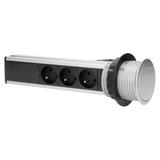 Gniazdo meblowe O8cm wysuwane z blatu z ładowarką USB i przewodem 1,8m, 3x2P+Z, 2xUSB