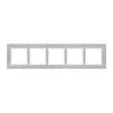 DECO Ramka uniwersalna pięciokrotna - aluminium szczotkowane (ramka: srebrna; spód: biały) srebrny