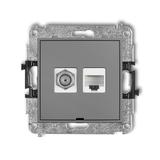 ICON Mechanizm gniazda antenowego poj. typu F (SAT) + gniazda komp. poj. 1xRJ45, kat. 6, 8-stykowy,