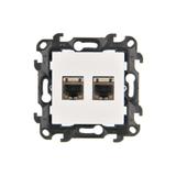 Simon 24 Gniazdo komputerowe podwójne RJ45 kat. 6 ekranowane biały N62E.01/11