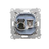 Simon 55 Gniazdo antenowe typu /F/+RJ45 kat.6 Jasnoszary mat