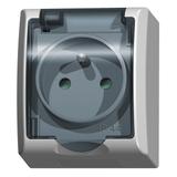 FALA Gniazdo pojedyncze z uziemieniem z przesłonami torów prądowych wieczko przezroczyste - kolor bi