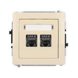 DECO Mechanizm gniazda komputerowego podwójnego 2xRJ45, kat. 8, ekranowany, 8-stykowy beżowy