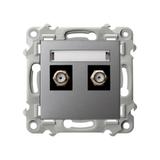 SZAFIR Gniazdo antenowe typu F podwójne - kolor szary mat