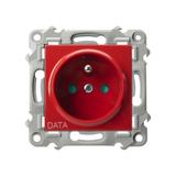 SZAFIR Gniazdo pojedyncze z uziemieniem DATA z przesłonami torów prądowych - kolor biały
