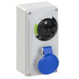 GNIAZDO Z WYŁĄCZNIKIEM 0-1 MAŁE BLOKADA MECHANICZNA 16A 230V 2P+Z IP44 6113-6 46186 PCE