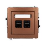 DECO Mechanizm gniazda komputerowego podwójnego 2xRJ45, kat. 6A, 8-stykowy brązowy metalik
