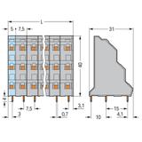 3-piętrowa listwa do pł. drukowanych 8-bieg. szara raster 7,5 mm /16szt./ WAGO