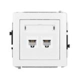 DECO Mechanizm gniazda telefonicznego podwójnego 2xRJ11, 4-stykowy, beznarzędziowe biały