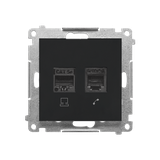 Simon 55 Gniazdo komputerowe RJ45 kategoria 5e+telefoniczne RJ12 Czarny mat