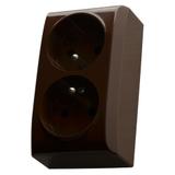 BIS Gniazdo podwójne z uziemieniem - kolor brązowy