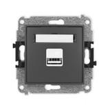 MINI Mechanizm ładowarki USB pojedynczej USB A, 10W max., 5V, 2A grafitowy mat