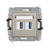 ICON Gniazdo podwójne 2xUSB typ A-A 3.0 taupe 60IGUSB-6 KARLIK