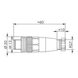wtyczka prosta M12 4-biegunowa /5szt./ WAGO