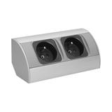 Gniazdo meblowe bez wyłącznika, 2x2P+Z, srebrne OR-AE-1303/G ORNO