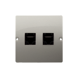 Simon Basic Gniazdo telefoniczne RJ11 podwójne Montaż gniazda na wkręty do puszki satynowy