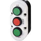 ESE3-V7 - Kaseta szaro-czarna, 3 płaskie przyciski 2NO zielone, 1NC czerwony UP, STOP, DOWN