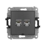 ICON Mechanizm gniazda komputerowego podwójnego 2xRJ45, kat. 6, ekranowany, 8-stykowy, bez pola opis