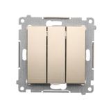 Simon 54 Przycisk potrójny 10A 250V szybkozłączka złoty mat DP31.01/44 KONTAKT