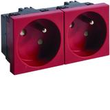 tehalit.GB-EG Gniazdo 2P+Z 33st 2-krotne 45x45mm bezhalogenowe czerwone EER2333020 HAGER