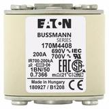 FUSE 200A 690V 1BN/50 AR UC Wkładka szybka 200A AC 690V rozmiar 1 53x69x51 mm aR IEC UL 170M4408 EAT