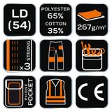 Spodnie robocze na szelkach, białe, HD, rozmiar LD/54