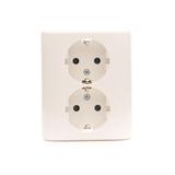 Simon 54 Gniazdo podwójne Schuko p/t z przesłonami wersja skandynawska 16A szybkozłączka biały