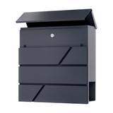 Skrzynka na listy PALAWAN z galwanizowanej stali z gazetnikiem, antracyt