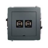 DECO Mechanizm gniazda antenowego podwójnego typu F (SAT) niklowany, bez pola opisowego grafitowy ma