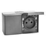 Gniazdo podwójne 2X2P+Z AQUATIC PRO IP55, 16A, 230V AC, Szaro-Grafitowy