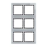 DECO Ramka modułowa 6 krotna (2 poziom, 3 pion) - efekt szkła (ramka szara; spód grafitowy)
