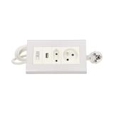 Przedłużacz biurkowy 1 gniazdo 1 gniazdo 2P/II 1xUSB wyłącznik ON/OFF ładowarka USB przewód 3x1mm2 -