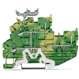 X-COMS dwupiętrowa złączka bazowa PE 1-przewodowa/1-pinowa żółto-zielona