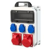 ROZDZIELNICA PRZENOŚNA Z TWORZYWA TYPU „HEL” 10M Wejście M25 - wyjście 32/5 16/5 3xGS uchwyt z tworz