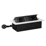 Gniazdo meblowe wpuszczane w blat z płaskim frezowanym rantem, ładowarką USB i przewodem 1,5m, 2x2P+ OR-GM-9035(GS)/W ORNO
