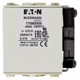 FUSE 400A 1000V 2BKN/75 AR UR Wkładka szybka 400A AC 1000V rozmiar 2 59x77x75 mm aR IEC UL 170M5955