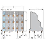 3-piętrowa listwa do pł. drukowanych 4-bieg. szara raster 10 mm