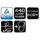 Nóż składany z blokadą, tytanowy