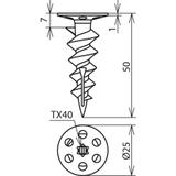 Kołek do wspornika, do montażu w warstwie izolacji, dł. 50 mm, poliamid