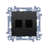 Simon 10 Pokrywa gniazda komputerowego podwójnego czarny mat