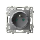 SZAFIR Gniazdo pojedyncze z uziemieniem z przesłonami torów prądowych - kolor szary mat