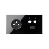 Simon 100 Panel 2-krotny: 1 gniazdo+1 TV+1 RJ45 czarny