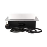 Gniazdo meblowe wpuszczane w blat z grubym rantem 3x2P+Z przewód 1,5m 3x1,5mm2 srebrne OR-AE-1338/G