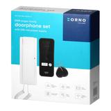 ENIR, zestaw domofonowy jednorodzinny, 2-żyłowy, zasilacz na szynę DIN, z czytnikiem breloków, biały