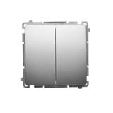 Simon Basic Przycisk podwójny zwierny dwuobwodowy: 2 wejścia 2 wyjścia 16A szybkozłączka satynowy