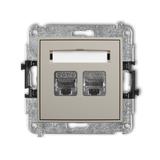 ICON Mechanizm gniazda komputerowego podwójnego 2xRJ45, kat. 6, ekranowany, 8-stykowy taupe