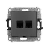 ICON Mechanizm gniazda komputerowego podwójnego 2xRJ45, kat. 6, 8-stykowy, bez pola opisowego grafit