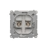 Simon Basic Gniazdo antenowe typu podwójne srebrny mat