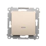 Simon 54 Przycisk pojedynczy zwierny z podświetleniem LED bez piktogramu 10A 250V szybkozłączka złoty mat DP1L.01/44 KONTAKT